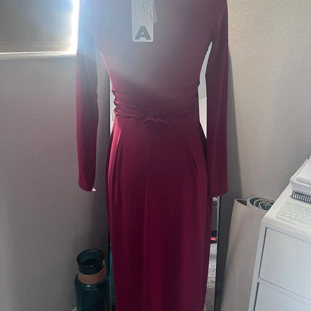 Taylor Deep Red Long Sleeve Dress - Picture 3 of 5